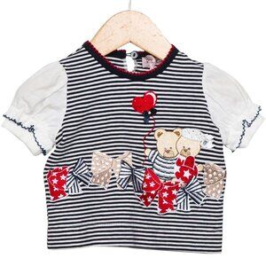 Monnalisa Girls' Striped Appliqué Top 3-6M
